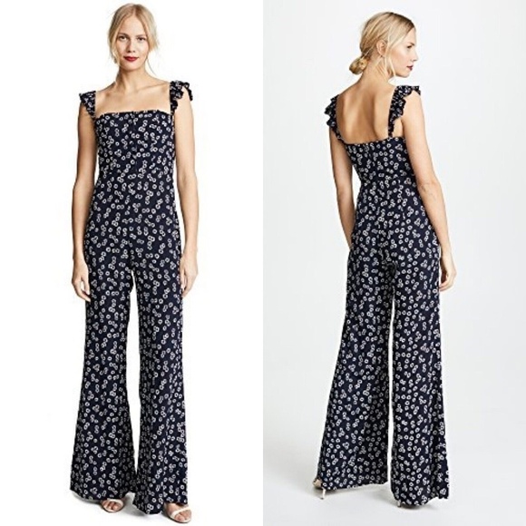 flynn skye Bardot Jumpsuit, Daisy Duke In Navy Blue S - Picture 1 of 10